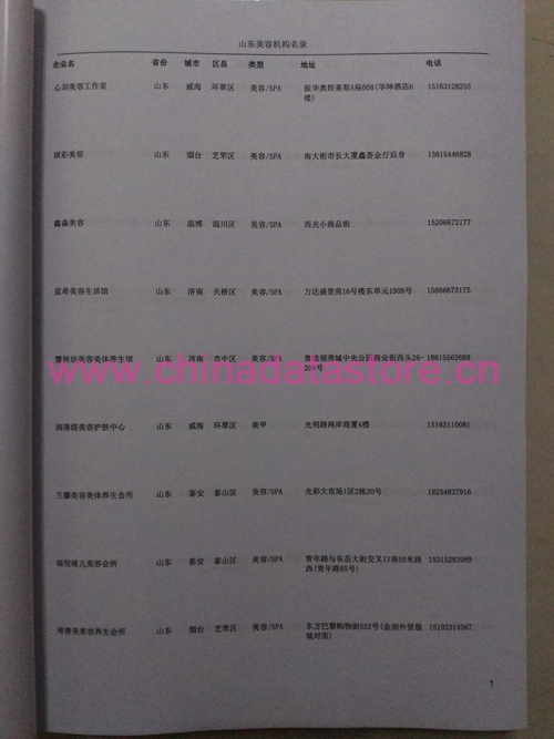 山東美容院企業(yè)黃頁收錄了最新的山東美容院企業(yè)名單，具有極高的營銷價值，實實在在提高銷售業(yè)績